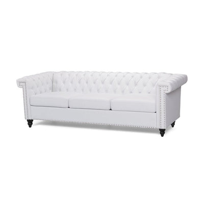 Noble House Kabella Tufted Chesterfield Faux Leather 3 Seater Sofa, White!    THIS SELLS FOR $518 AT WALLYWORLD!  ONLY $279 AT THE BIG CATCH !