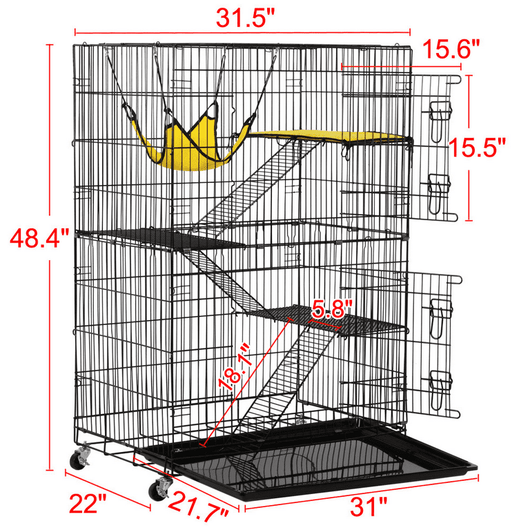 Yaheetech, 4-Tier & 1-Hammock Playpen, Premium Cat Cage, Black, 47-in!

-Brand new in the box 