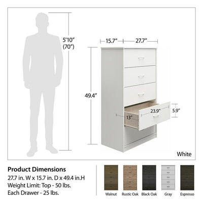 Mainstays Classic 5 Drawer Dresser, Gray!

-Brand new in the box 