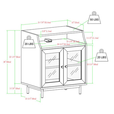 Walker Edison 22" Fluted Glass 2-Door Bedroom Nightstand with USB in Birch!

-Brand new in the box 