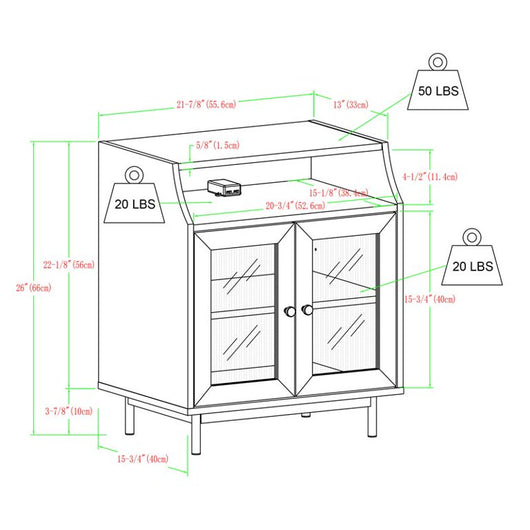 Walker Edison 22" Fluted Glass 2-Door Bedroom Nightstand with USB in Birch!

-Brand new in the box 