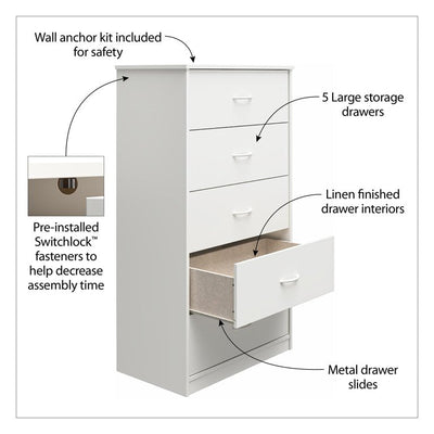 Mainstays Classic 5 Drawer Dresser, Gray!

-Brand new in the box 