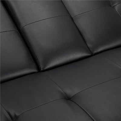 Yaheetech Modern Faux Leather Futon Sofa Bed with Armrest Home Recliner Couch Home Furniture, Black!! NEW IN THE BOX!!