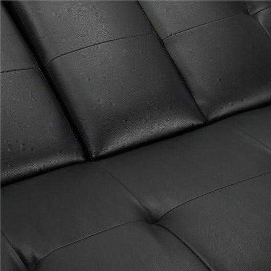 Yaheetech Modern Faux Leather Futon Sofa Bed with Armrest Home Recliner Couch Home Furniture, Black!! NEW IN THE BOX!!