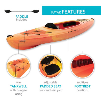 Lifetime Charger 10 Ft. Sit-In Kayak (Paddle Included), 91037!

-Brand new, may have very light scratchs from shipping on bottom. (Bavk End Bungee is Missing a Hook, Photos shown)