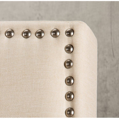 Zinus Nino Upholstered Metal Nailhead Arched Full/Queen Headboard, Taupe!

-Brand new in the box