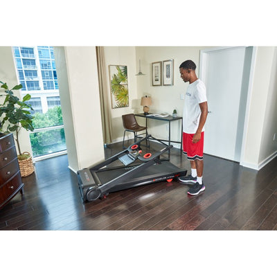 Echelon Stride Sport Auto-Fold Compact Treadmill with 12 Levels of Incline!

-Brand new and assembled but the wheels are not perfect from shipping. Treadmill does not roll very well, functionality is perfect though