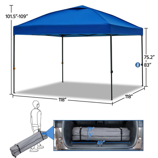 Yaheetech 10''x 10'' Outdoor Pop Up Canopy Instant Tent Adjustable Height Shade Portable Tent with Wheeled Carry Bag Ropes and Stakes,Navy Blue!

-Brand new in the carry Case