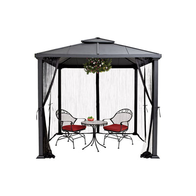 Better Homes & Gardens Sullivan Ridge 8' x 8' Steel Hard Top Gazebo with Netting, Black!