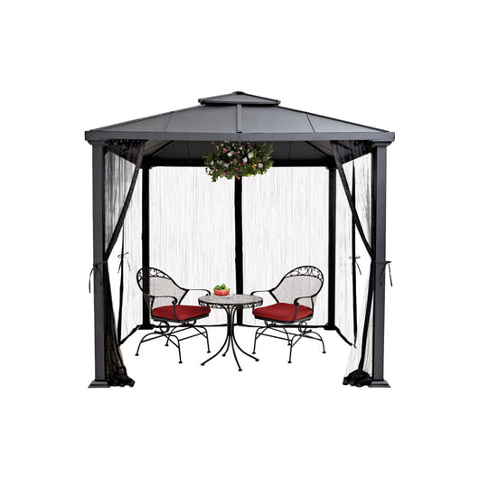 Better Homes & Gardens Sullivan Ridge 8' x 8' Steel Hard Top Gazebo with Netting, Black!