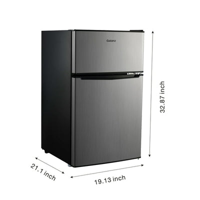 Galanz 3.1 Cu ft Two Door Mini Fridge with Freezer Estar, Black**New**