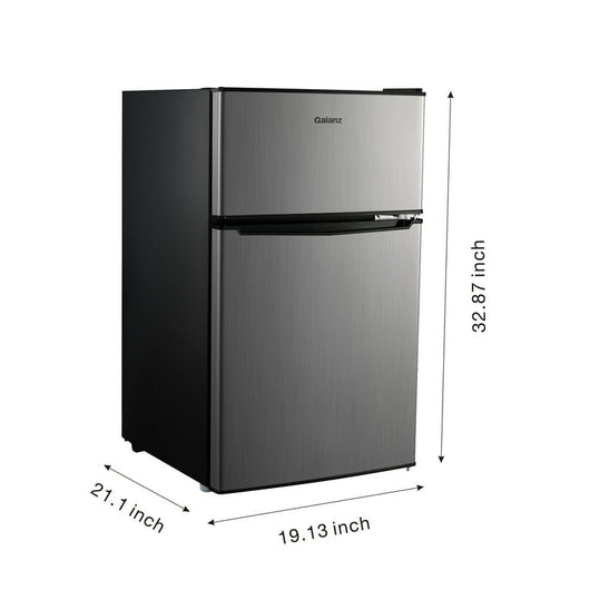Galanz 3.1 Cu ft Two Door Mini Fridge with Freezer Estar, Black**New**