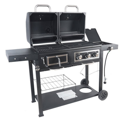 RevoAce Dual Fuel Gas & Charcoal Combo Grill, Black with Stainless! (BRAND NEW IN THE BOX)
