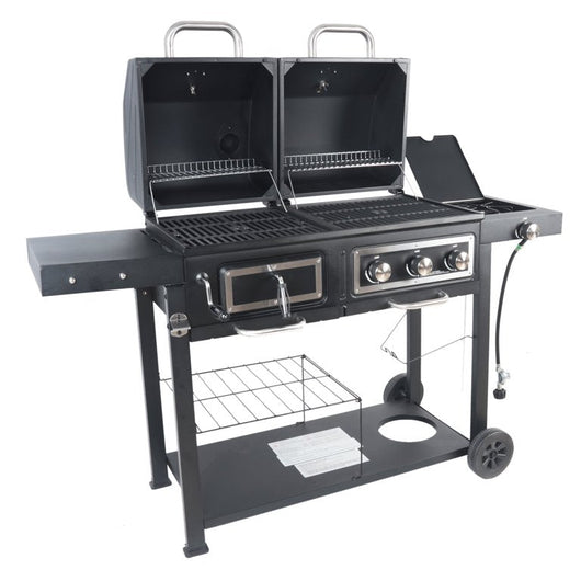 RevoAce Dual Fuel Gas & Charcoal Combo Grill, Black with Stainless! (BRAND NEW IN THE BOX)