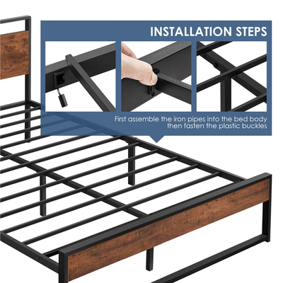 Yaheetech Rustic Metal Platform Bed, Full Size, Mahogany!

-Brand new in the box 