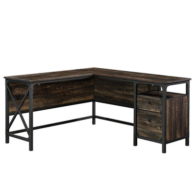 Sauder Steel River L-Shaped Desk, Carbon Oak!

-Brand new in the box