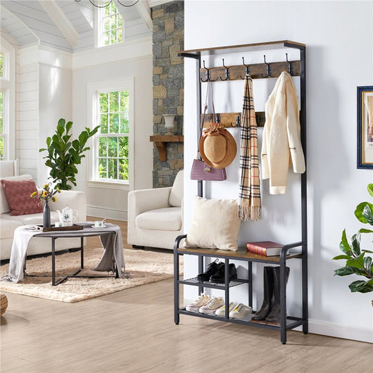 Yaheetech 72" H Multifunctional Hall Tree Entryway Coat Rack with Bench & Shoe Storage & 23 Ball-End Hooks Rustic Brown!

-Brand new in the box 