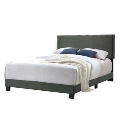Royale Upholstered Platform Bed with Nail Trim Headboard, Queen!

-Brand new in the box 