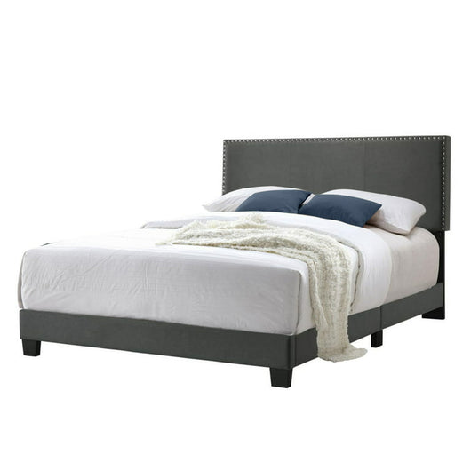Royale Upholstered Platform Bed with Nail Trim Headboard, Queen!

-Brand new in the box 