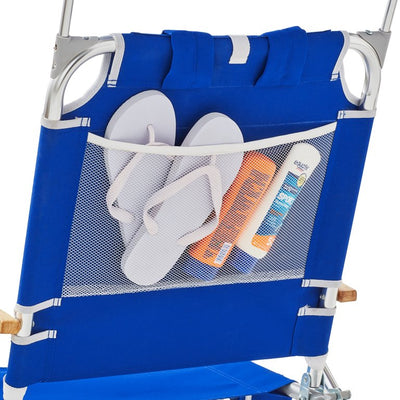 Mainstays Reclining Comfort Height Backpack Canopy Beach Chair, Blue!  -Brand new out of the box!