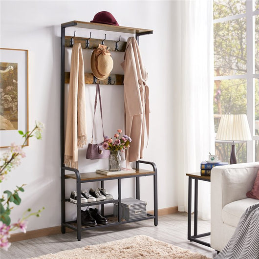 Yaheetech 72" H Multifunctional Hall Tree Entryway Coat Rack with Bench & Shoe Storage & 23 Ball-End Hooks Rustic Brown!

-Brand new in the box 