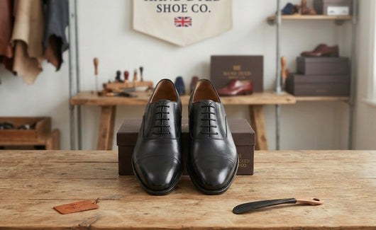Hand Dyed Shoe Co. Men's Black Leather Oxford Cap-Toe Formal Shoes