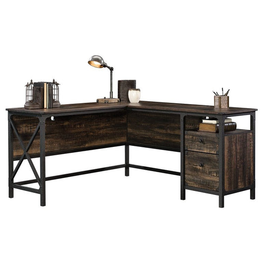 Sauder Steel River L-Shaped Desk, Carbon Oak!

-Brand new in the box