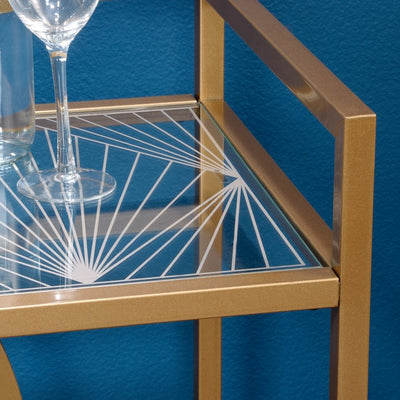 Better Homes & Gardens Nola Mid-Century Metal & Glass Bar Cart, Gold!

-Brand new in the box 