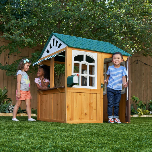 KidKraft Garden View Outdoor Wooden Playhouse with Ringing Doorbell, Mailbox & Chalkboard!

-Brand new in the box 
