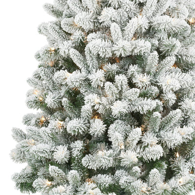 Holiday Time 6.5ft Pre-Lit Flocked Frisco Pine Christmas Tree, Green, 6.5', Clear!

-Brand new in rhe box 
