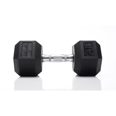 Tru Grit Fitness 40 lb Black Hex Rubber Dumbbell Weight With 360 Degree Welded Cast-iron Core - Set of 2! 

-Brand new out of the box
