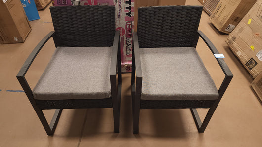 UXIE B4 Black Rattan Chair with Cushion- NEW OUT OF BOX!!! (Dented from shipping, see photos)