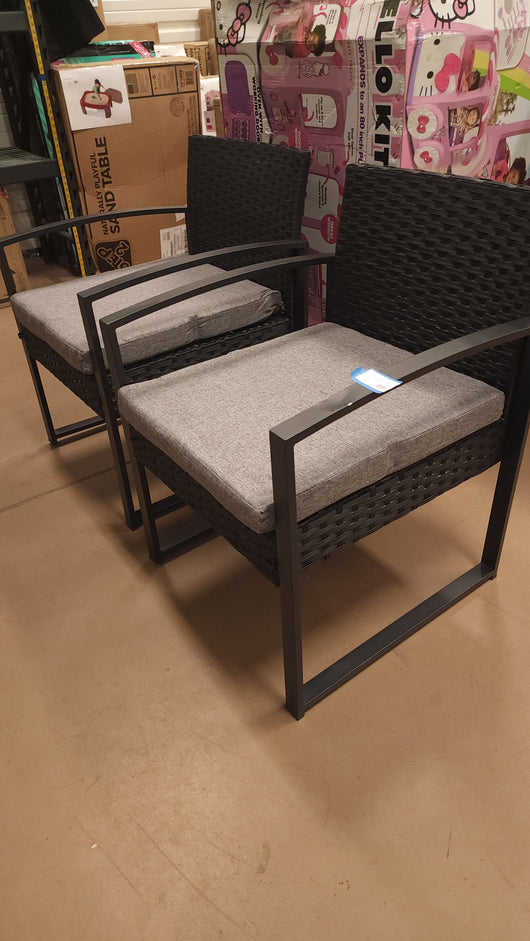 UXIE B4 Black Rattan Chair with Cushion- NEW OUT OF BOX!!! (Dented from shipping, see photos)