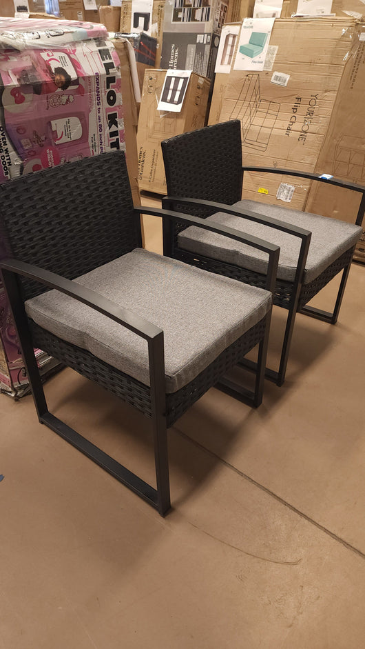 UXIE B4 Black Rattan Chair with Cushion- NEW OUT OF BOX!!! (Dented from shipping, see photos)