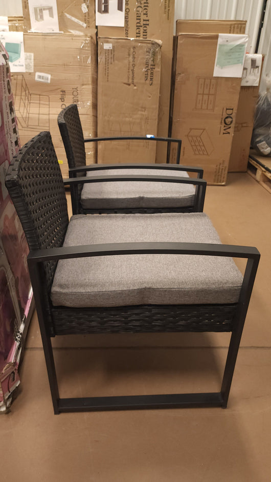 UXIE B4 Black Rattan Chair with Cushion- NEW OUT OF BOX!!! (Dented from shipping, see photos)
