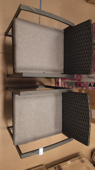 UXIE B4 Black Rattan Chair with Cushion- NEW OUT OF BOX!!! (Dented from shipping, see photos)