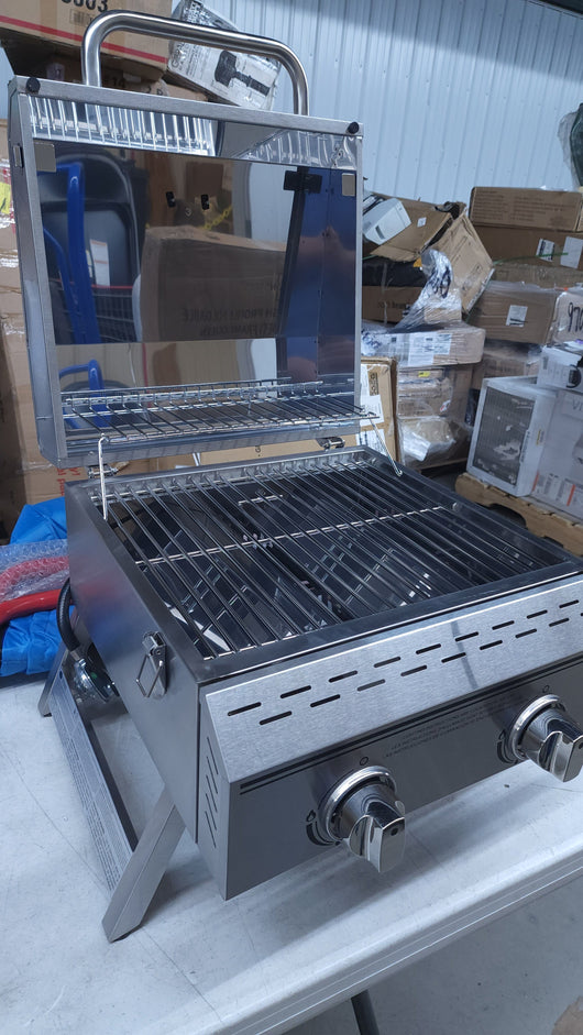 Expert Grill 2 Burner Tabletop Propane Gas Grill in Stainless Steel!

-Brand new out of the box, does have some very light scratchs from shipping, photos shown but aren't very noticeable 