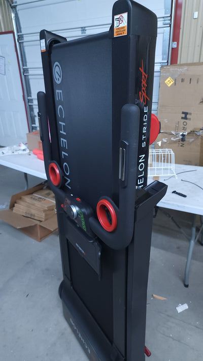 Echelon Stride Sport Auto-Fold Compact Treadmill with 12 Levels of Incline!

-Brand new and assembled but the wheels are not perfect from shipping. Treadmill does not roll very well, functionality is perfect though
