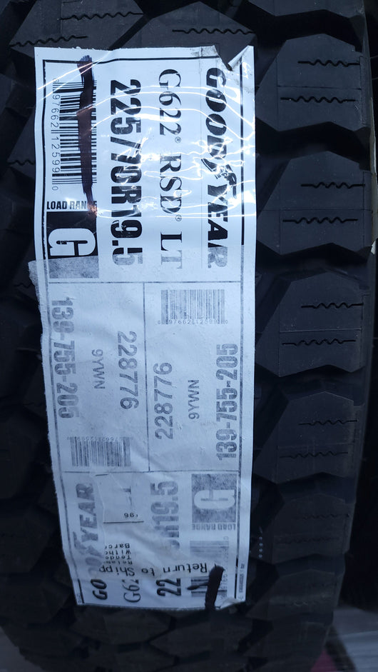 Goodyear G622 RSD ULT 225/70R19.5 129 Drive Commercial Tire, Set of 2!

-Brand new out of the box 