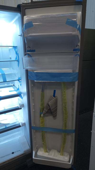 Whirlpool  21.4-cu ft Side-By-Side Refrigerator with Ice and Water Dispenser and Can Caddy - Fingerprint Resistant Stainless Steel!

-Brand new but is scratch/dented from shipping, photos shown!