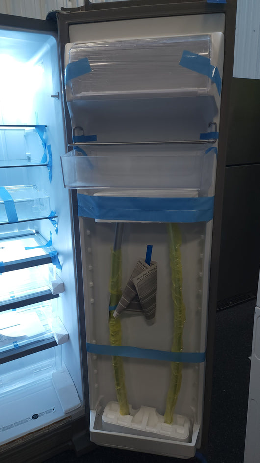 Whirlpool  21.4-cu ft Side-By-Side Refrigerator with Ice and Water Dispenser and Can Caddy - Fingerprint Resistant Stainless Steel!

-Brand new but is scratch/dented from shipping, photos shown!