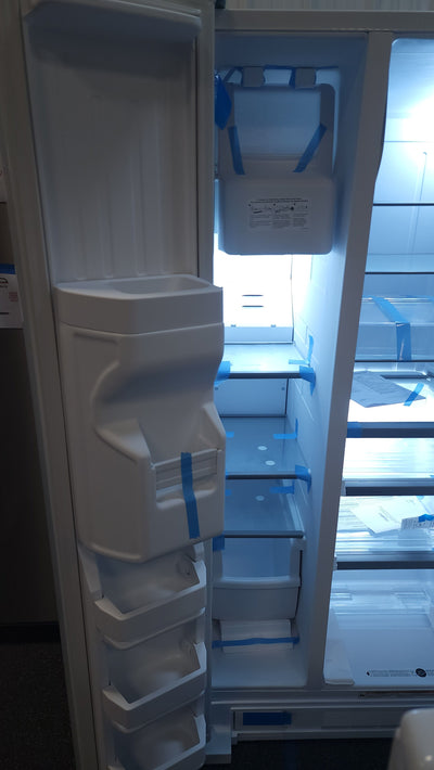 Whirlpool  21.4-cu ft Side-By-Side Refrigerator with Ice and Water Dispenser and Can Caddy - White!

-Brand new but is scratch/dented from shipping 

-AUTOMATICALLY 20% OFF