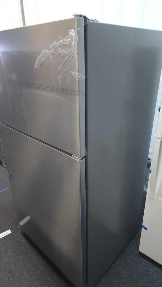 Whirlpool  20.5-cu ft Top-Freezer Refrigerator, Fingerprint Resistant Stainless Steel!

-Brand new, photos shown