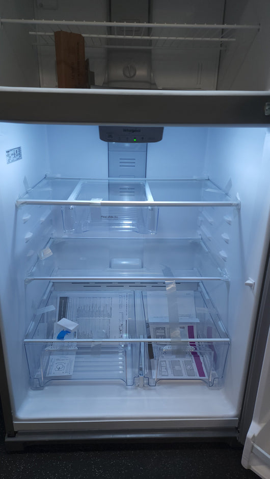 Whirlpool  20.5-cu ft Top-Freezer Refrigerator, Fingerprint Resistant Stainless Steel!

-Brand new, photos shown