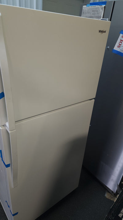 Whirlpool  14.3-cu ft Top-Freezer Refrigerator - White!

-Brand new, has minor scratchs from shipping. Photos shown (Is missing top hinge plstic cover)