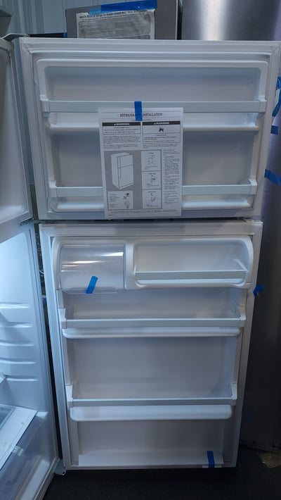 Whirlpool  14.3-cu ft Top-Freezer Refrigerator - White!

-Brand new, has minor scratchs from shipping. Photos shown (Is missing top hinge plstic cover)