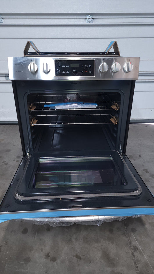 Frigidaire  30-in Smooth Surface 5 Elements 5-cu ft Self-Cleaning Freestanding Electric Range (Easycare Stainless Steel)!

-Brand new, has one very small indent on the bottom left side, photos shown