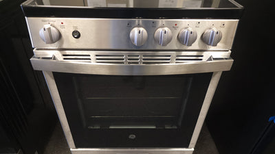 GE  24-in Smooth Surface 4 Elements 2.9-cu ft Steam Cleaning Freestanding Electric Range (Stainless Steel)!

-Brand new out of the box 