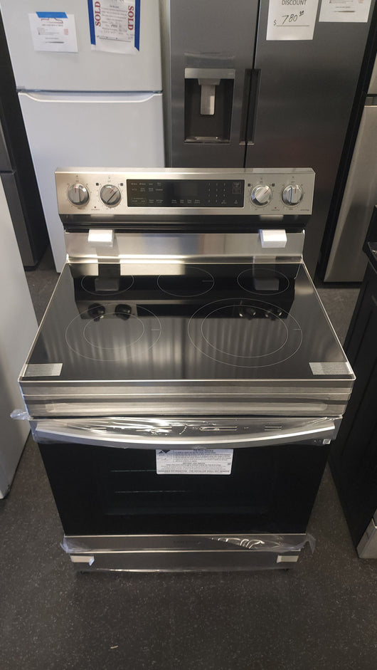 Samsung  30-in Smooth Surface 5 Elements 6.3-cu ft Self-Cleaning Air Fry Convection Oven Freestanding Electric Range (Fingerprint Resistant Stainless Steel)!

-Brand new out of the box