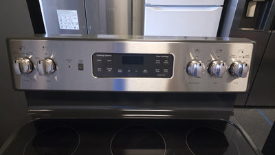 GE  30-in Smooth Surface 5 Elements 5.3-cu ft Self-Cleaning Air Fry Convection Oven Freestanding Electric Range (Fingerprint-resistant Stainless Steel)!
